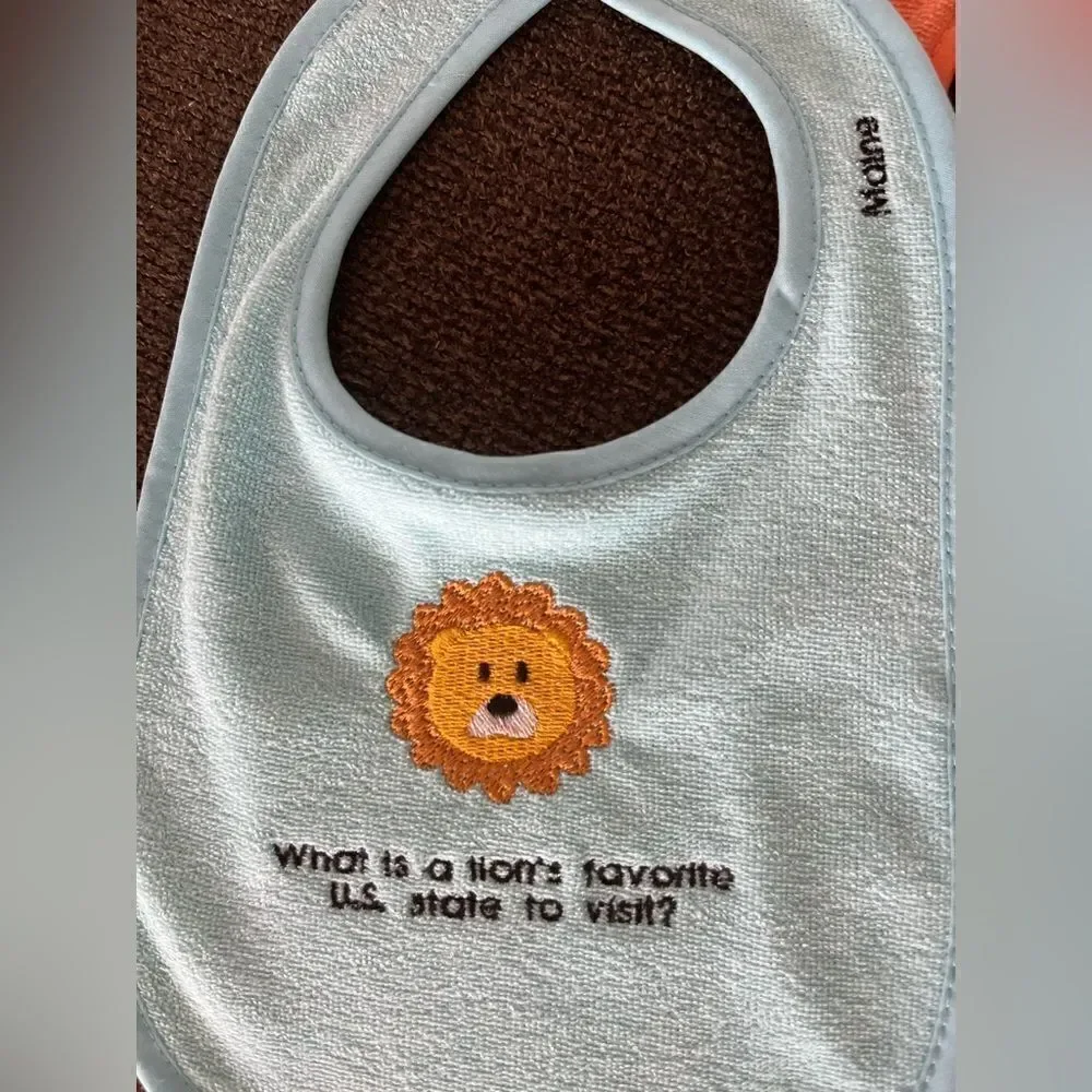 Luvable Friends Terry Bibs Custom Embroidered with Animals and Jokes- 5 bibs